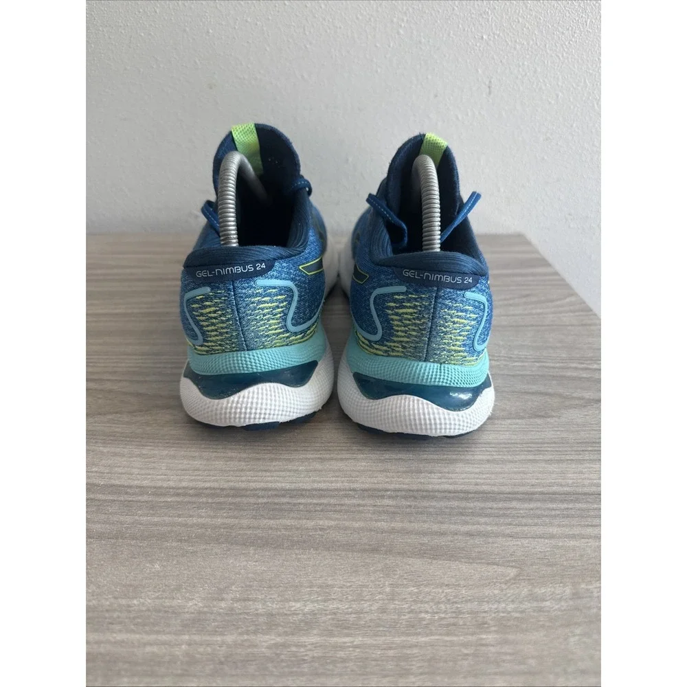Asics Gel-Nimbus 24 Mens Size 8.5 Blue Green Athletic Running Shoes Sneakers